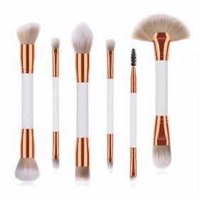 6PCS Double End Makeup Brush Set with Two Color Synthetic Ha