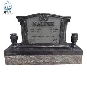 American Style Tombstone Rose Carving Bahama Blue Headstone