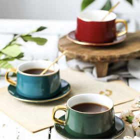 Gold Rim Saucer Set Advanced Creative Porcelain espresso Ceramic Coffee Cup