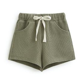 Khaki Textured Cotton Shorts