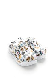Orthopedic Medical Clogs, White with Print, Unisex - Airmax Animalute Model