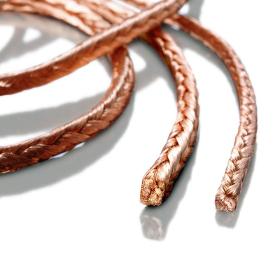 Square copper braids made from copper and copper alloys
