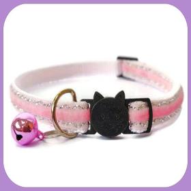 Soft Velvet Cat Collar - Baby Pink Glitter