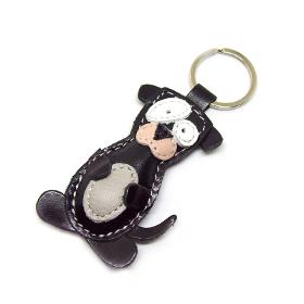 Dog Leather Keychain Black
