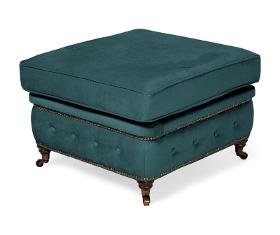 Footstool Chesterfield in turquiose, 75x70x45 cm