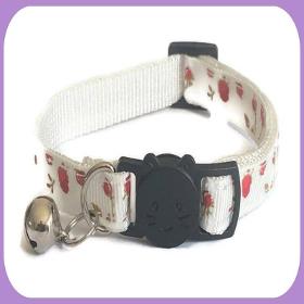 Kitten Collar With Bell - White With Red Roses