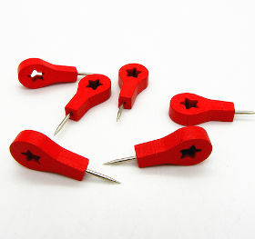 Decorative red wood pins