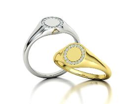 Pinky Diamond Round Signet Ring