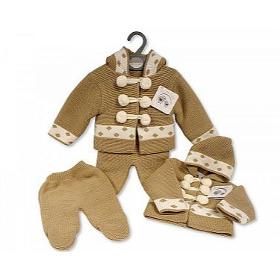 Baby Knitted 2 Pieces Pram Set with Hood