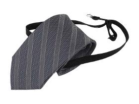 Pre-tied 51x7cm elastic safety tie, gray striped satin