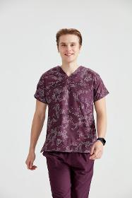 Purple Medical Blouse with Print, For Men - Camouflage Purple Model