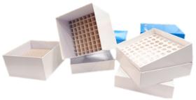 Cardboard and plastic cryogenic storage boxes