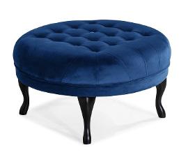 Footstool Emily in blue, 80x80x44 cm