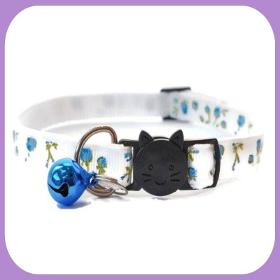 White With Light Blue Roses Kitten Collar