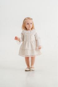 Baby Girl Dress With Guipure Details And Bandana