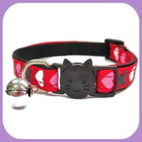 Red With Pink, White, Black Hearts Kitten Collar