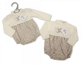 Spanish Style Knitted/Woven Baby Romper - Stars