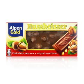 Alpen Gold Nussbeiser, Milk Chocolate with Whole Hazelnuts, 100 G
