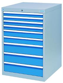 Drawer cabinet with 9 drawers, different front heights