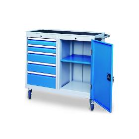 Workshop trolleys T500-4 with 5 drawers and hinged...