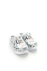 White orthopedic medical clogs with print, unisex - Airmax Doctor White model