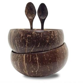 Coconut Bowl and Spoon Duo Set – Set of 2 Bowls and 2 Spoons