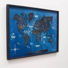 2D Cork Panel World Map Black