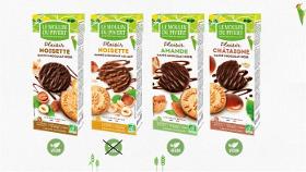 Organic chocolate-covered biscuits