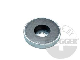 Flat pot magnets hard ferrite, with cylinder bore