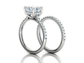 Classic Bridal Set With A 2ct Main Stone Under Halo Solitair