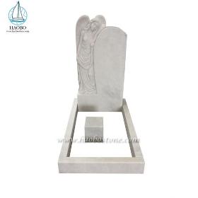 White Marble Tombstone Standing Angel Monument Upright Headstone