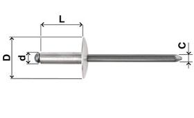 Standard Rivets Large Head - Aluminium / Steel