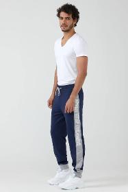 Men two-color sweatpants - navy blue
