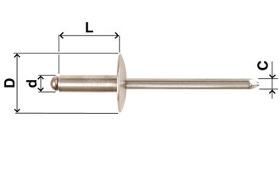 Standard Rivets Large Head - Stainless Steel (a2) / Stainless Steel (a2)