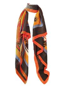 Pashmina women's scarves, equestrian design, 90x180, orange