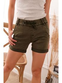 Women's shorts with an elastic waist, khaki 631