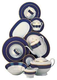 Cobalt Royal - Complete Porcelain Dinner and Coffee Set for 12 Persons