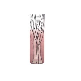 Tree on pink | Art decorated glass vase | Glass vase for flowers | Cylinder Vase