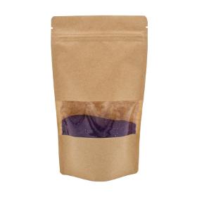 Stand-up pouches kraft paper brown with window top barrier 250x340+130mm