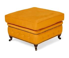 Footstool Chesterfield in yellow, 75x70x45 cm