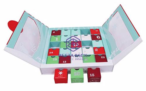 Advent calendar box with double-hinged lids