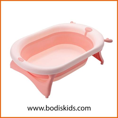 Newborn children's foldable portable baby bathtub with brack