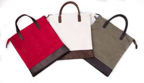 Canvas & Leather Panel Tote