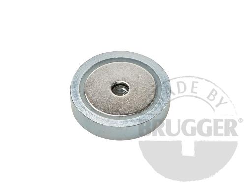 Flat pot magnets NdFeB, with internal thread, galvanized