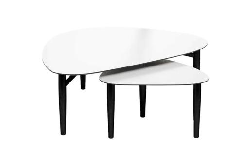 Katrine | Coffee table set | White nano laminate / Black lacquered oak