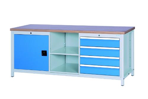 Workbench 2000 with 4 drawers and 1 hinged door