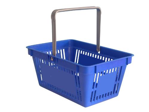 Plastic shopping basket with one handle space for print