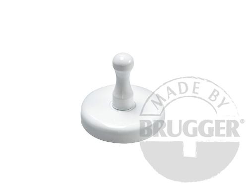 Magnet with handle, hard ferrite, white lacquered