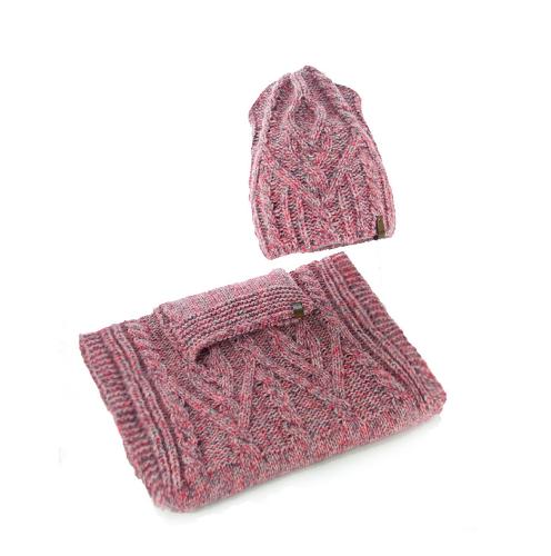 Pink women's hat and scarf set
