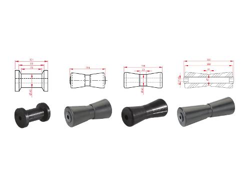 Keel rollers for boat trailers